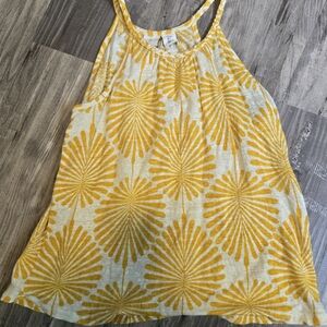 Joie Yellow and White Patterned Tank Top